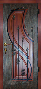 Дверь с ковкой №8 с отделкой МДФ ПВХ - фото