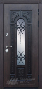 Парадная дверь со стеклом №387 с отделкой Массив дуба - фото