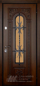 Дверь с ковкой №13 с отделкой МДФ ПВХ - фото
