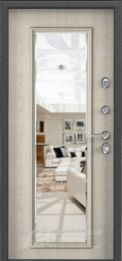 Светлая дверь МДФ ПВХ в квартиру со вставкой из зеркала с отделкой МДФ ПВХ - фото №2